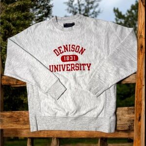 Vintage Denison University Champion Reverse Weave Sweatshirt Size Small Gray